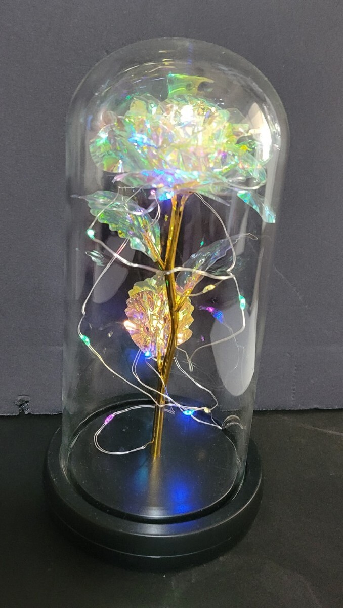 Clear Eternal Rose With LED Lights In 9″ Glass Dome Mothers Valentines Day Gift