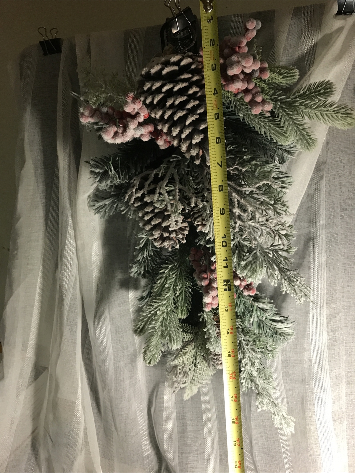 Snowy Evergreen Pinecone Mix Swag Wreath Winter Wall Door Decor Christmas NEW