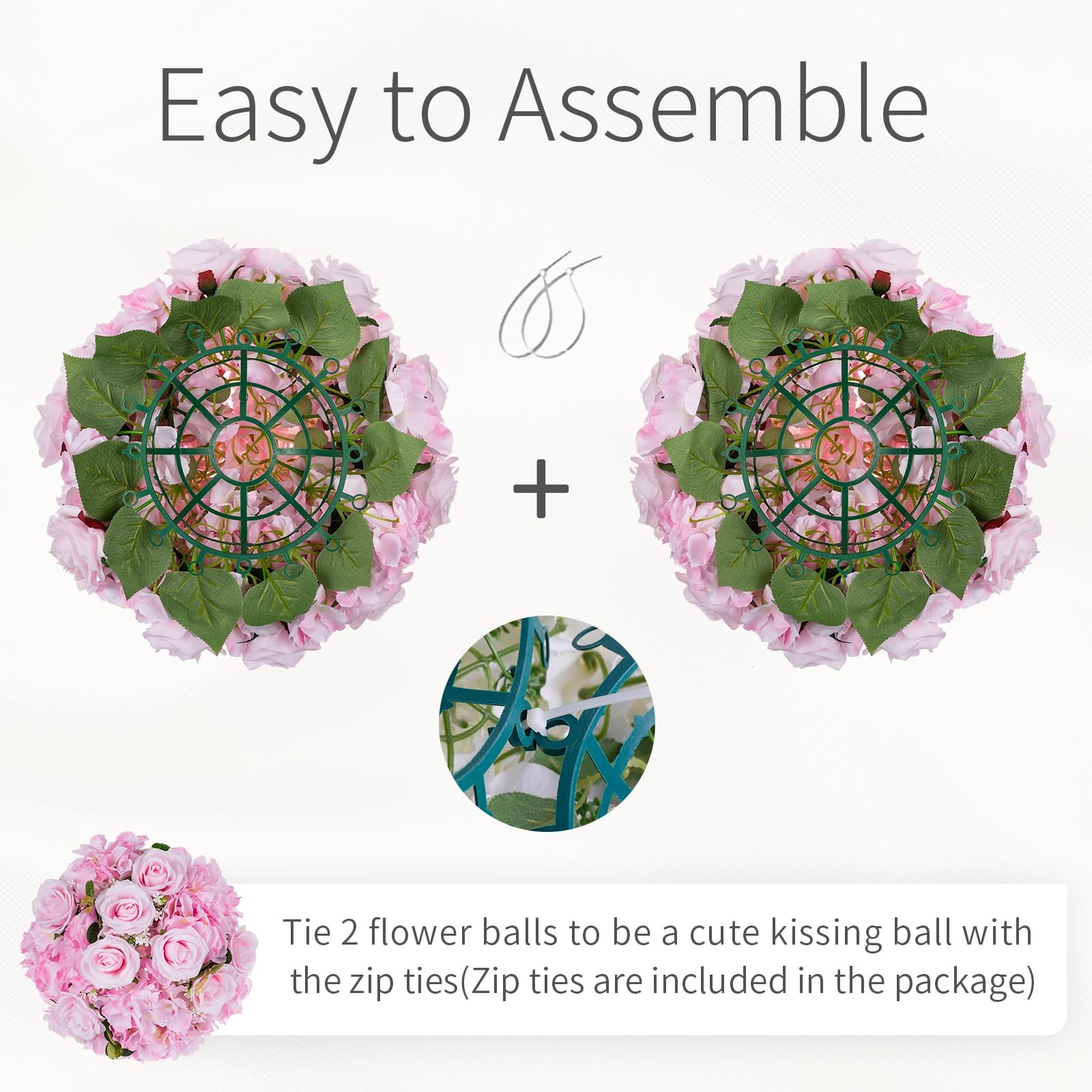 Pink Flowers Balls for Centerpieces: 15.7in Diam, Set of 2