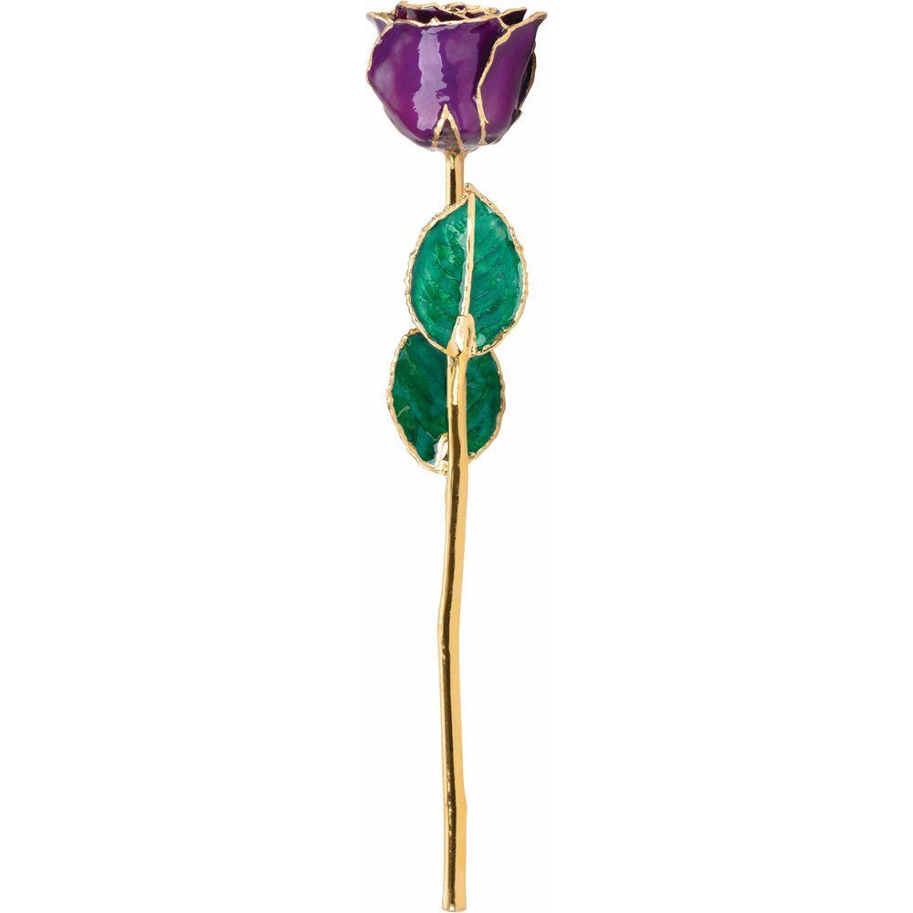 24k Gold Dipped Purple Lacquer Real Rose Valentine’s Day Holiday Gift