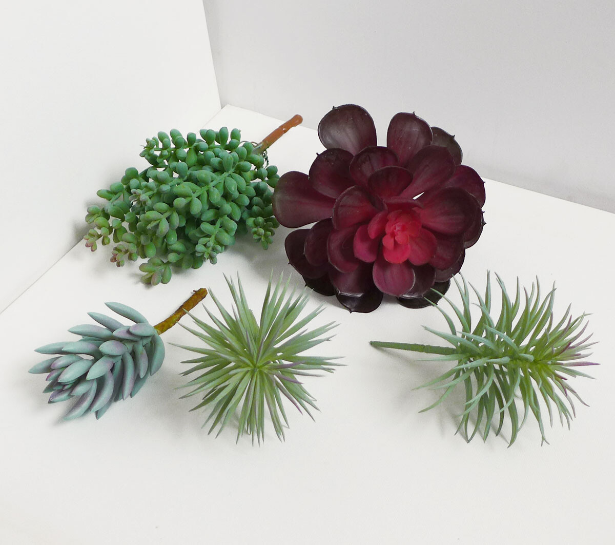 5 Pcs Artificial Plants Succulents Bean Red Louts Flower Pine Trees (#64)