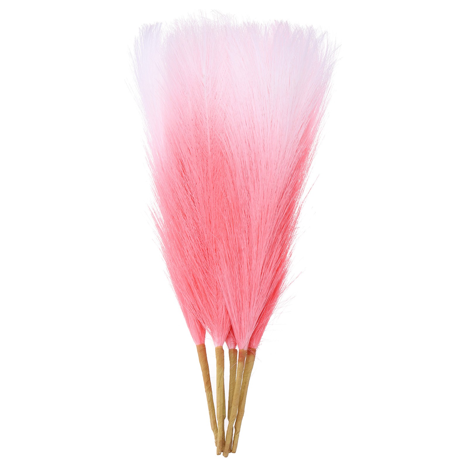 6 Pcs Faux Pampas Grass, 18 Inch Fluffy Pampas Grass Decor, Pink Gradient