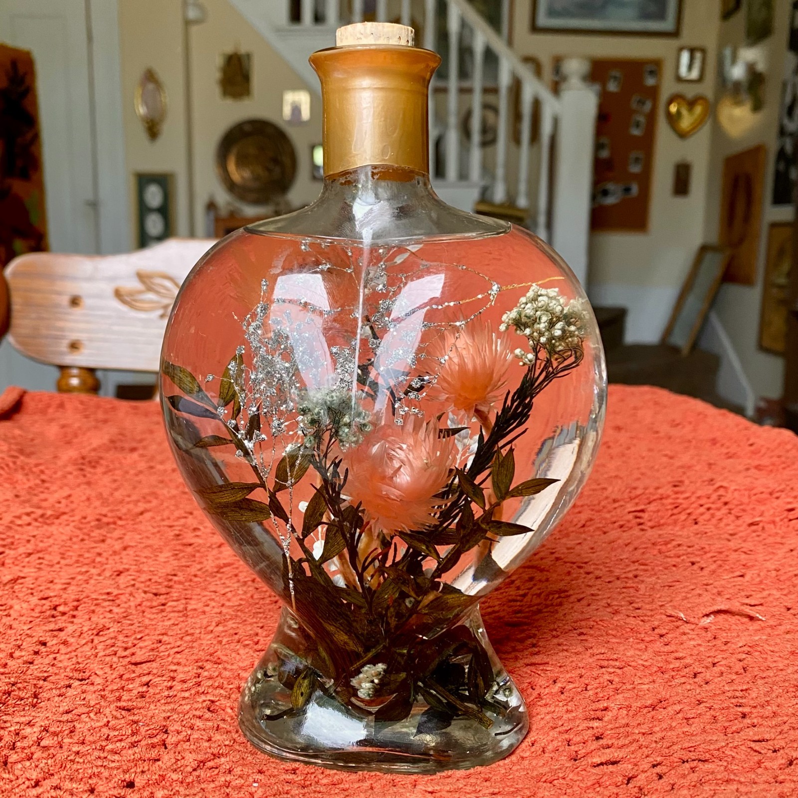 Vintage Aroma Art Floral Design Bath & Body Botanical Oil – Heart Shaped Bottle