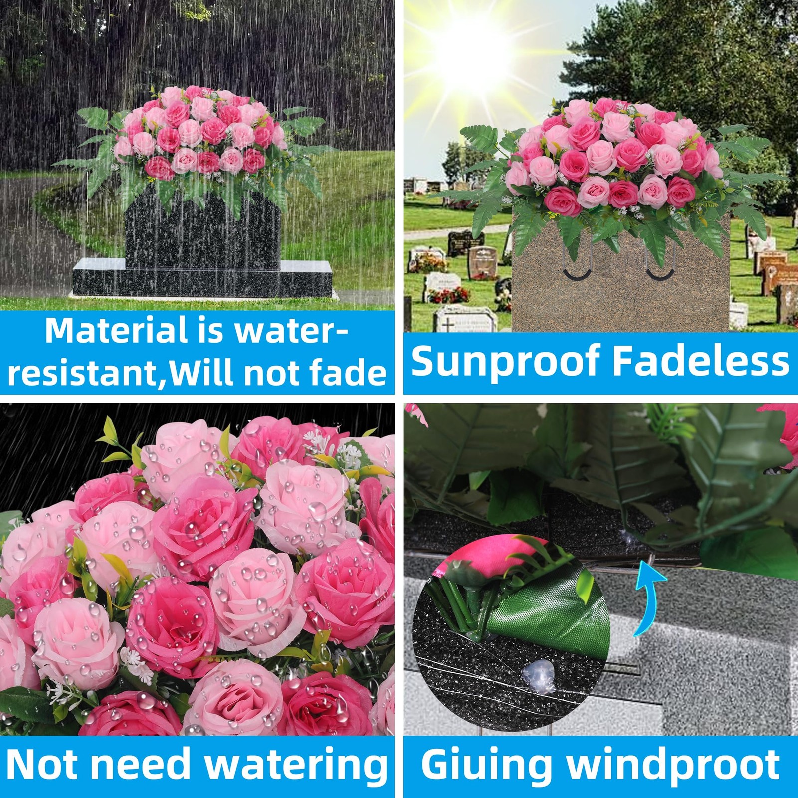 Cemetery Headstone Flower Saddle,Artificial Cemetery Flower Saddles for Grave…