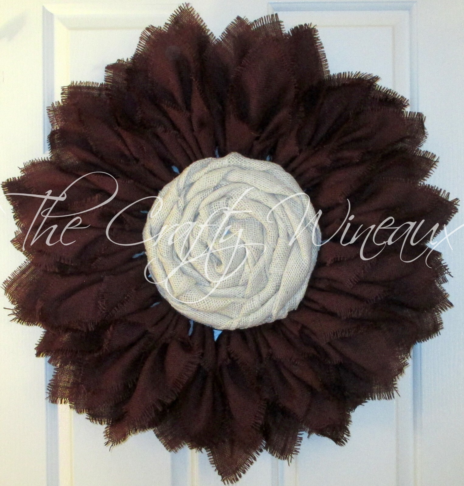 The Crafty Wineaux – Extra Thick 25″ Rich Red Wine Burlap Sunflower Wreath