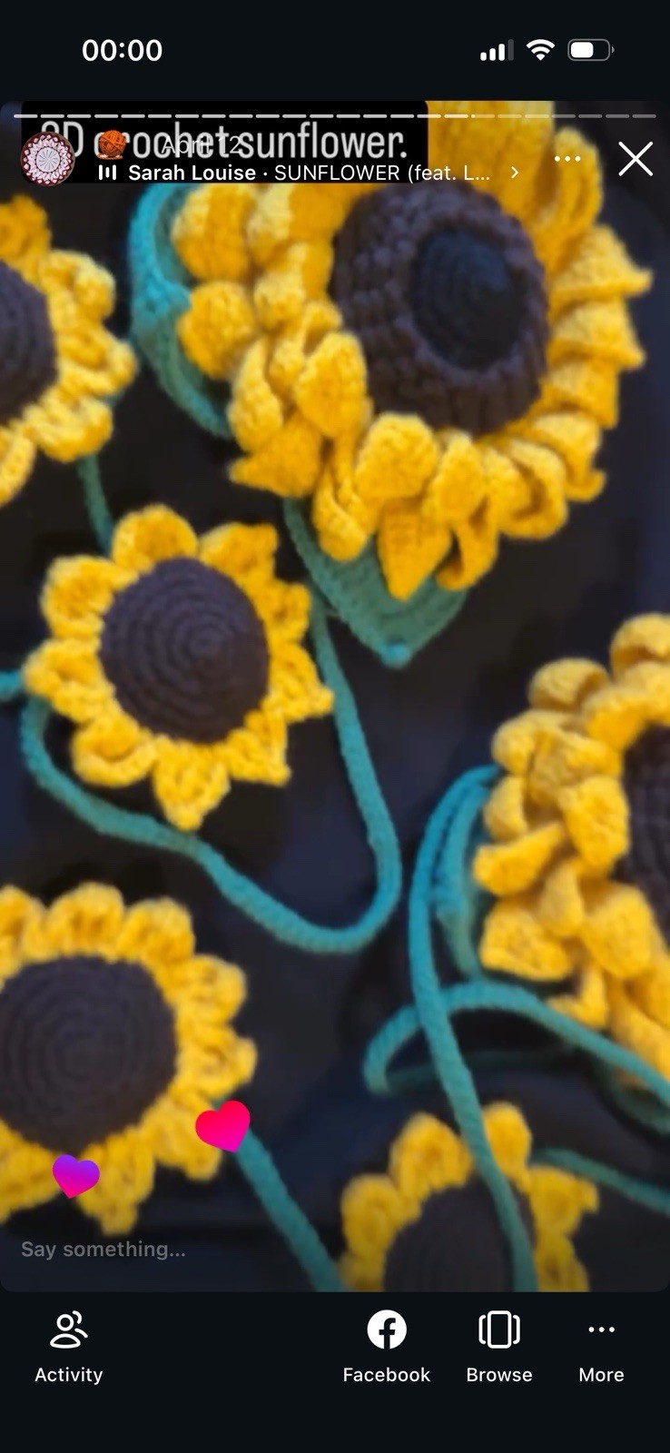 Crochet Sunflower Garland Wall Decor, Artificial Yellow Brown Green