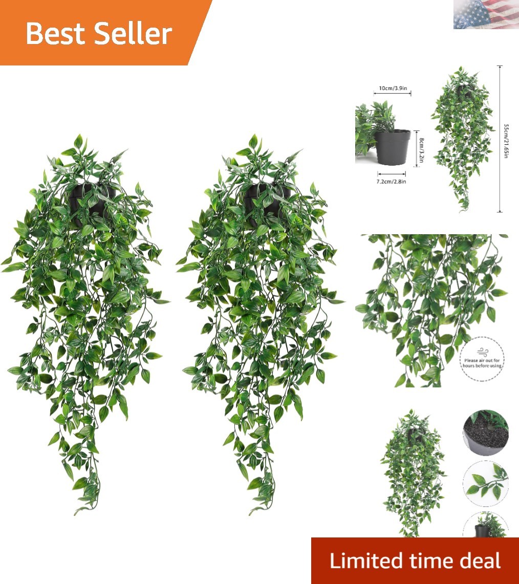 Vivid 2pcs Artificial Hanging Plants – Perfect Indoor/Outdoor Aesthetic Decor