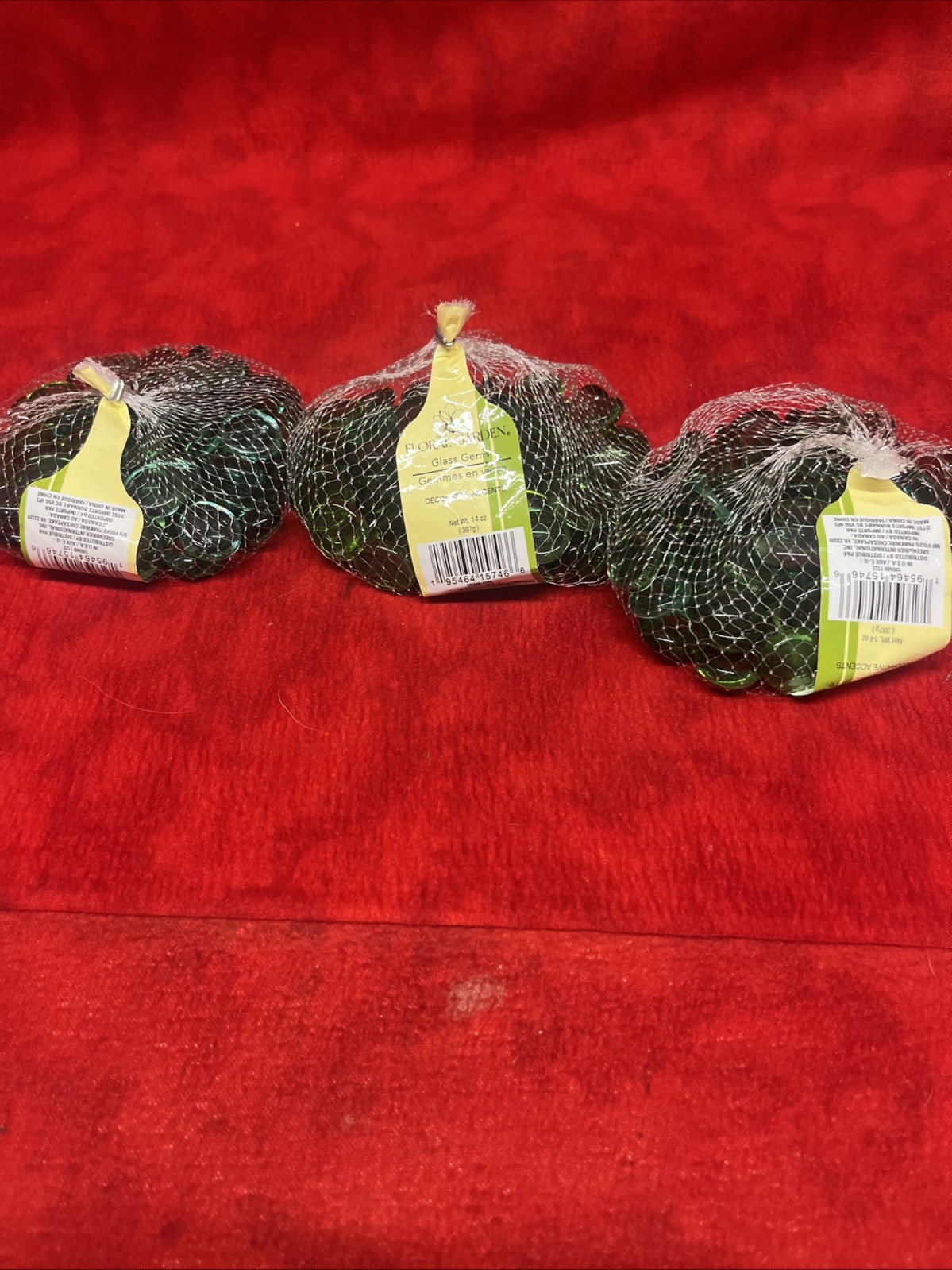 LOT OF 3 BAGS OF DECORATIVE ACCENT GLASS GEMS 14 OZ EACH – NEW