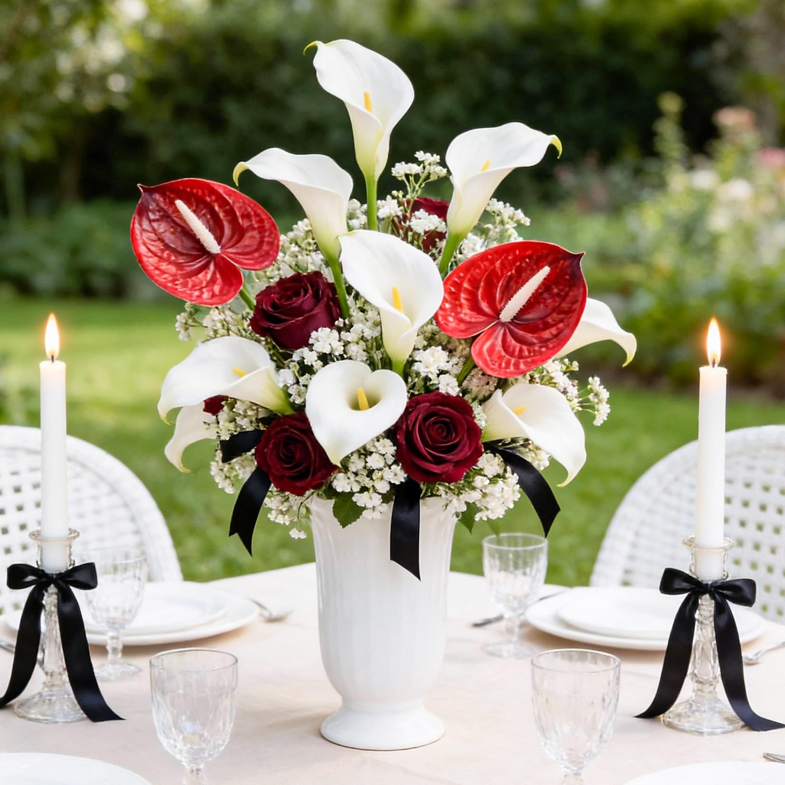 4PCS Anthurium Artificial Flowers Red Anthurium Single Stem – Tropical Flower…