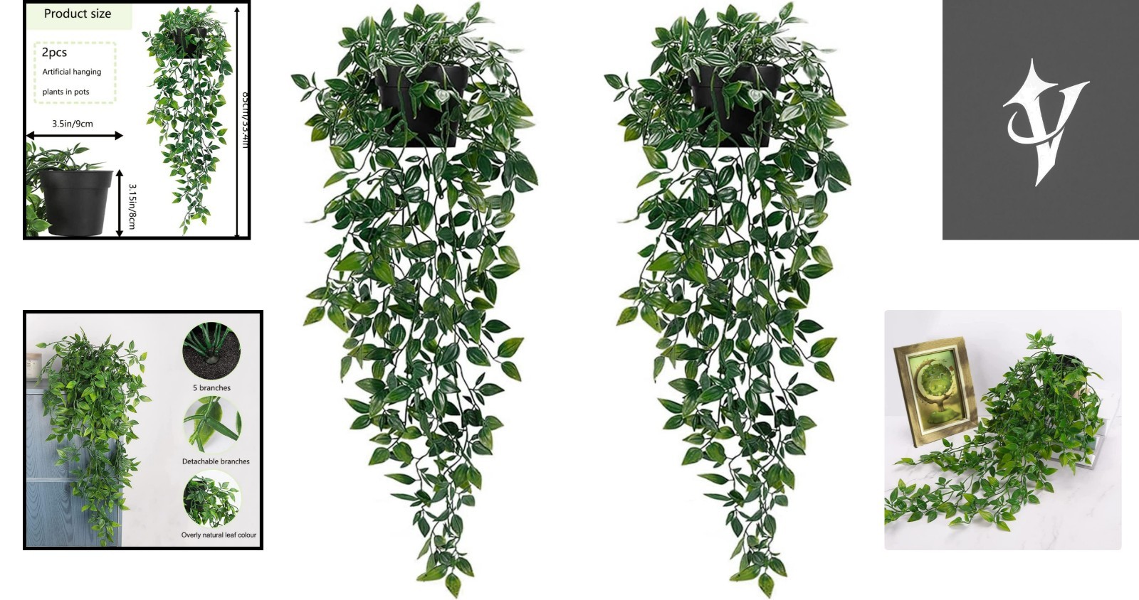 85cm Faux Ivy Hanging Plants in Pots – No Maintenance Greenery for Home & Office
