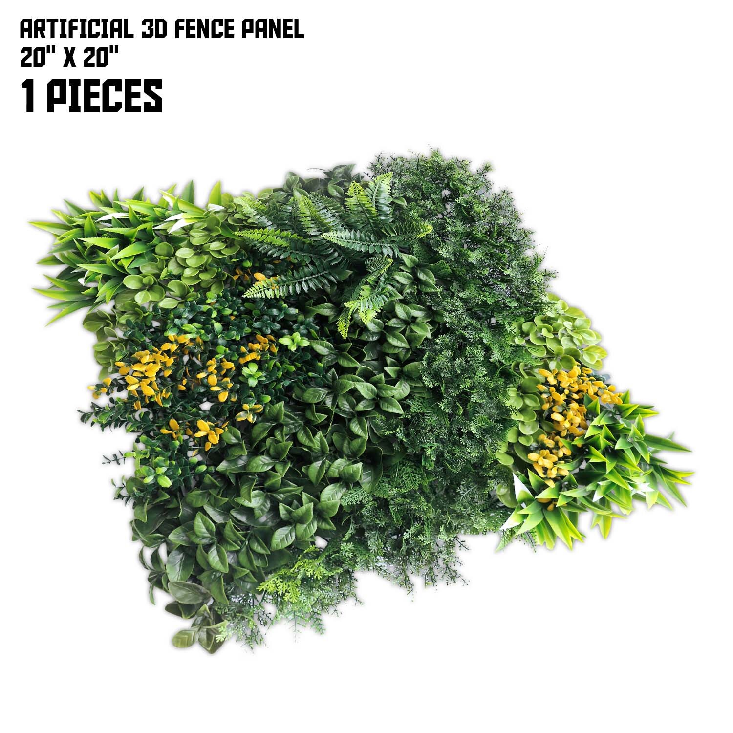 TANG 20″x20″ Interlock Mix Plants Artificial Greenery Wall D??cor Panel Type 8