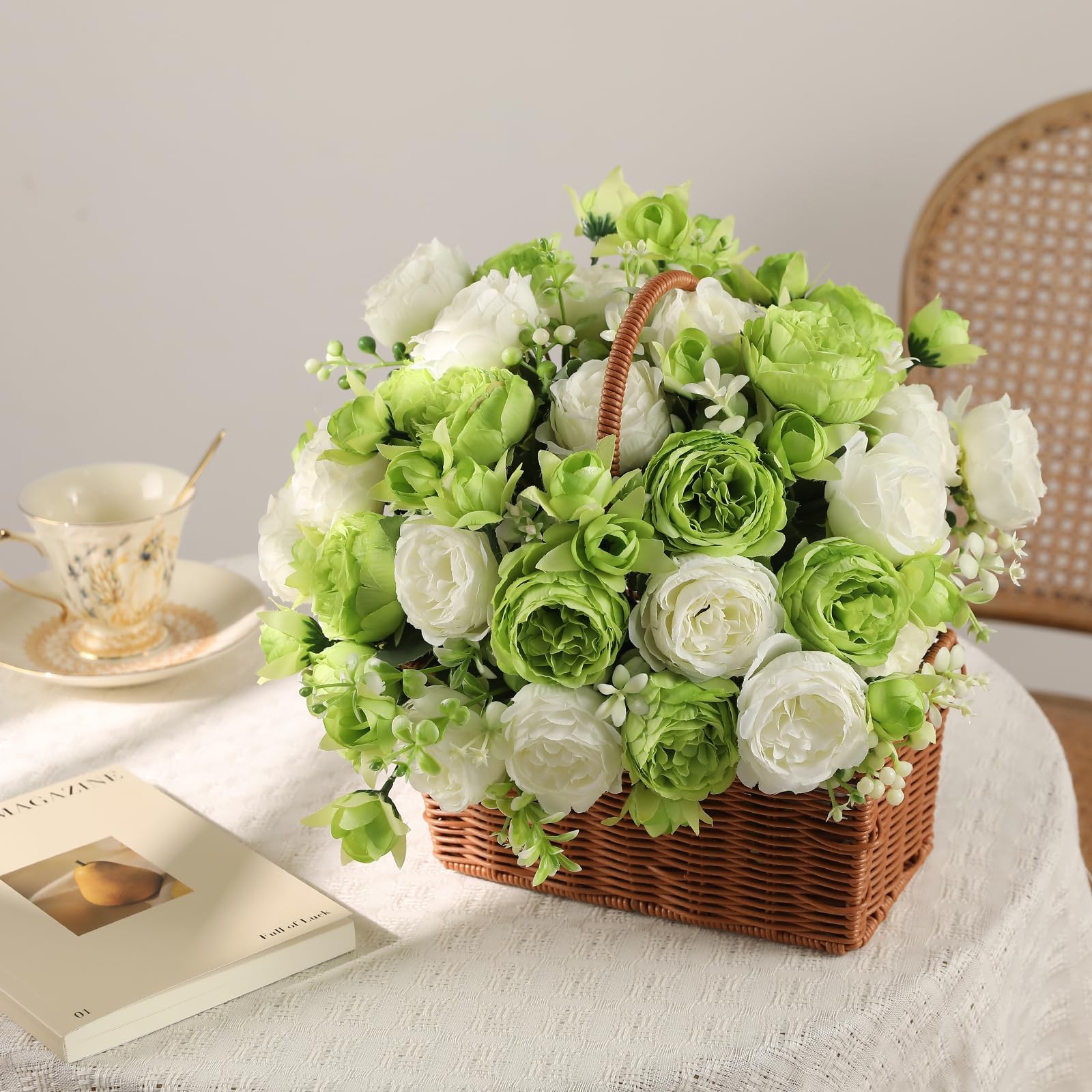 Peony Artificial Flowers 2 Bunches Silk Bouquets for Weddings & Home Decor