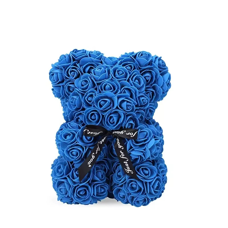 25cm Artificial Teddy Rose Flower Bear with Box Romantic Valentines Day Gift