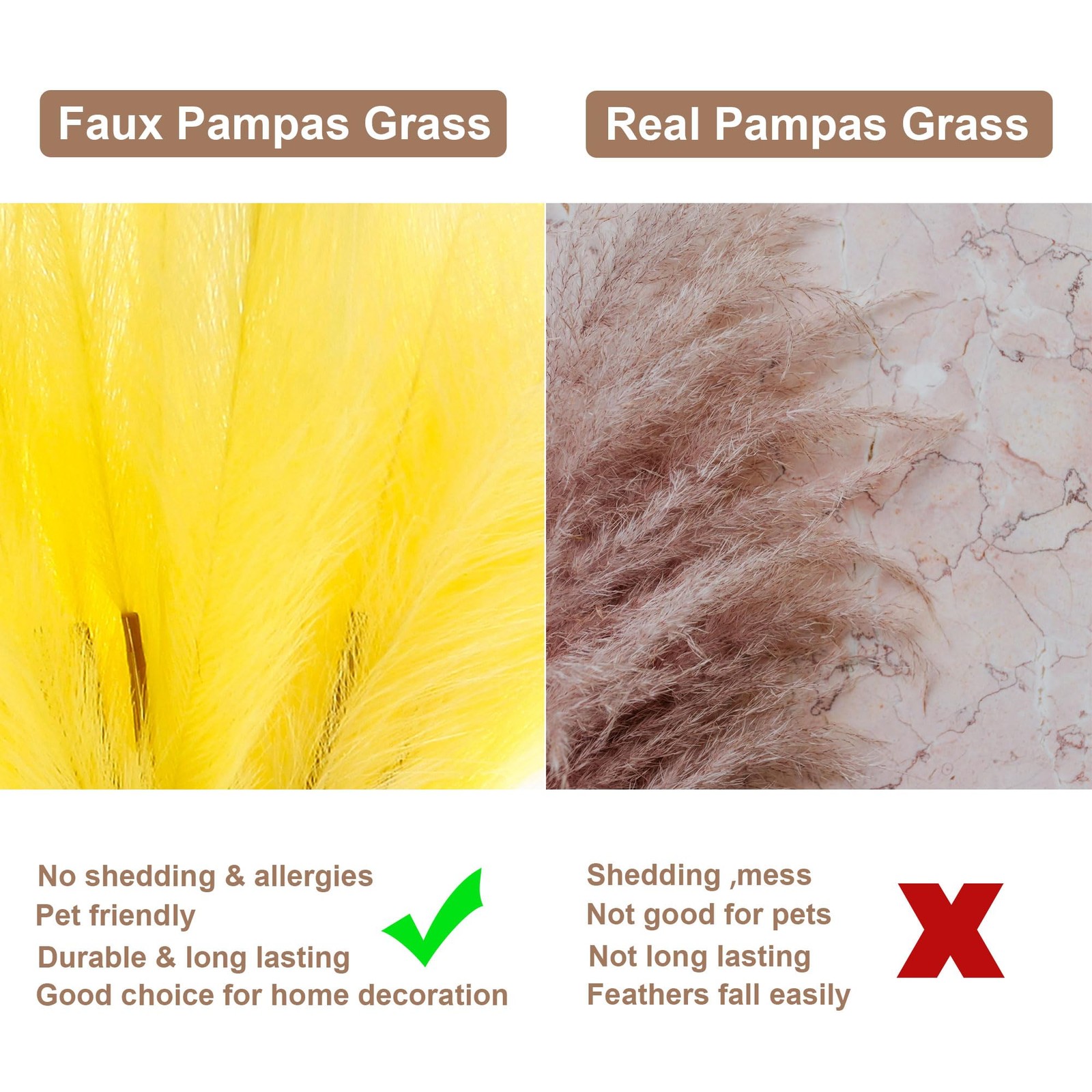12 PCS Light Yellow Faux Pampas Grass 38″/3.1ft Tall Artificial Pompous Grass…