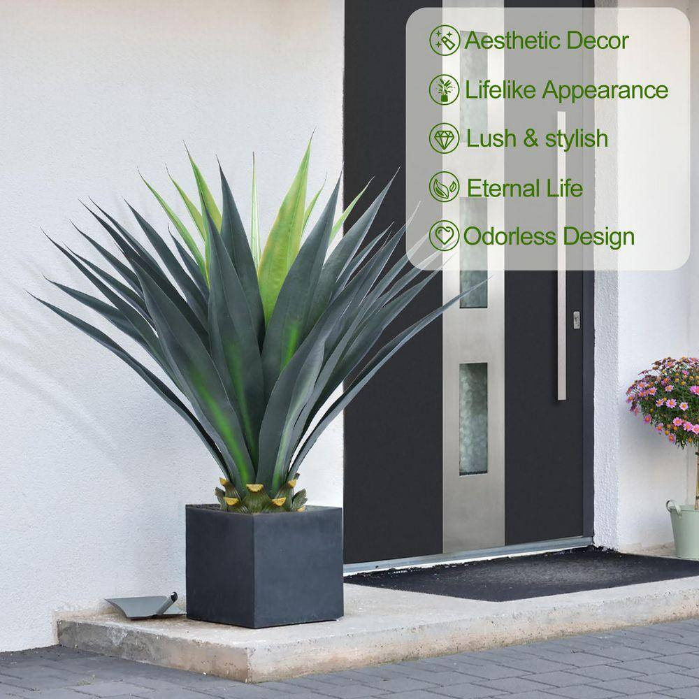 33 In. Green Indoor Outdoor Artificial Agave Shrub Desert Style Faux Plant for P