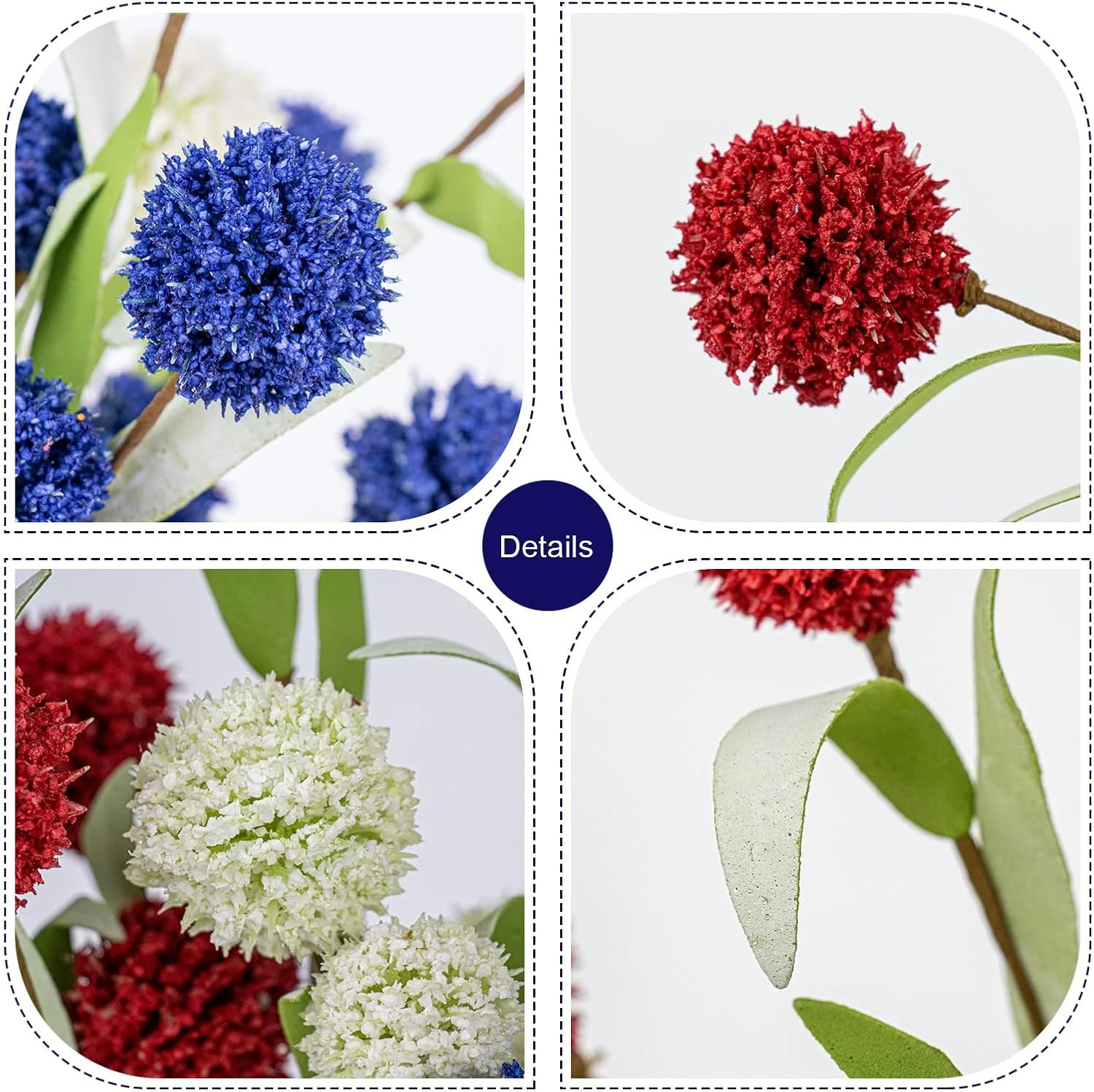 4th of July Decorations 6 Pack Red White Blue Flowers Picks 17 Inch Patriotic Fl