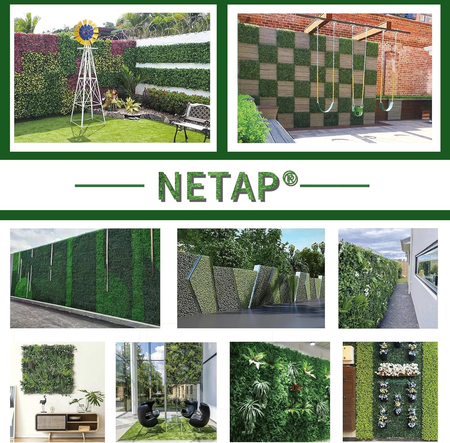 NETAP 6pc 20x20in Grass Wall Panels
