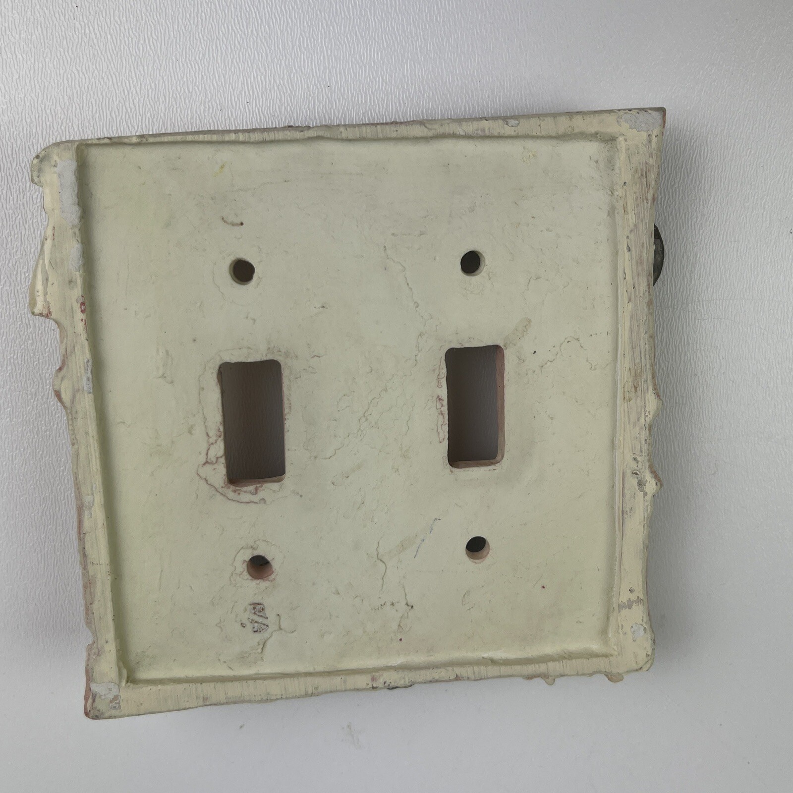 Figi Graphics Vintage Rose Double Wallplate Handpainted Dusty Rose Pink Cream