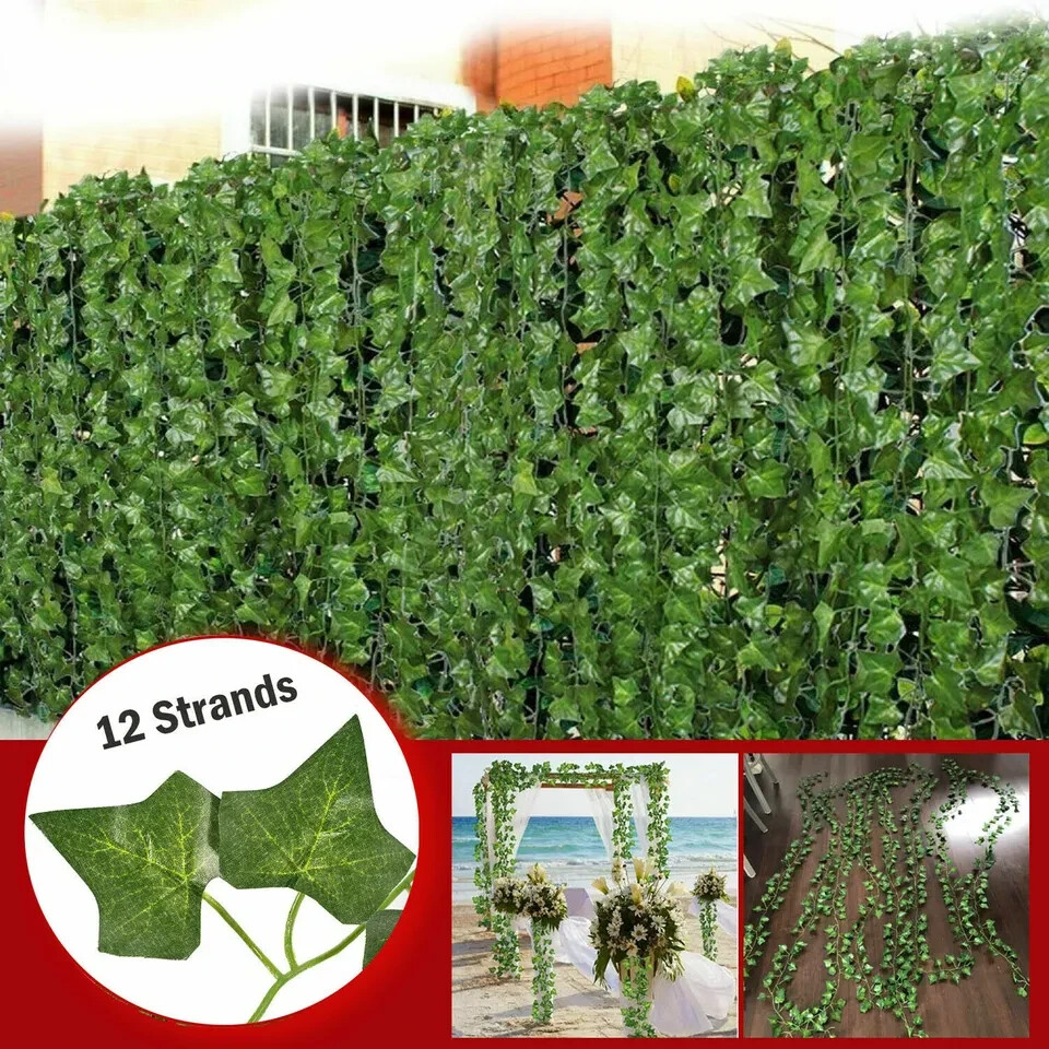 12 Strands 84 Feet Artificial Ivy Vines Leaves, Silk Garland Fake room wedding