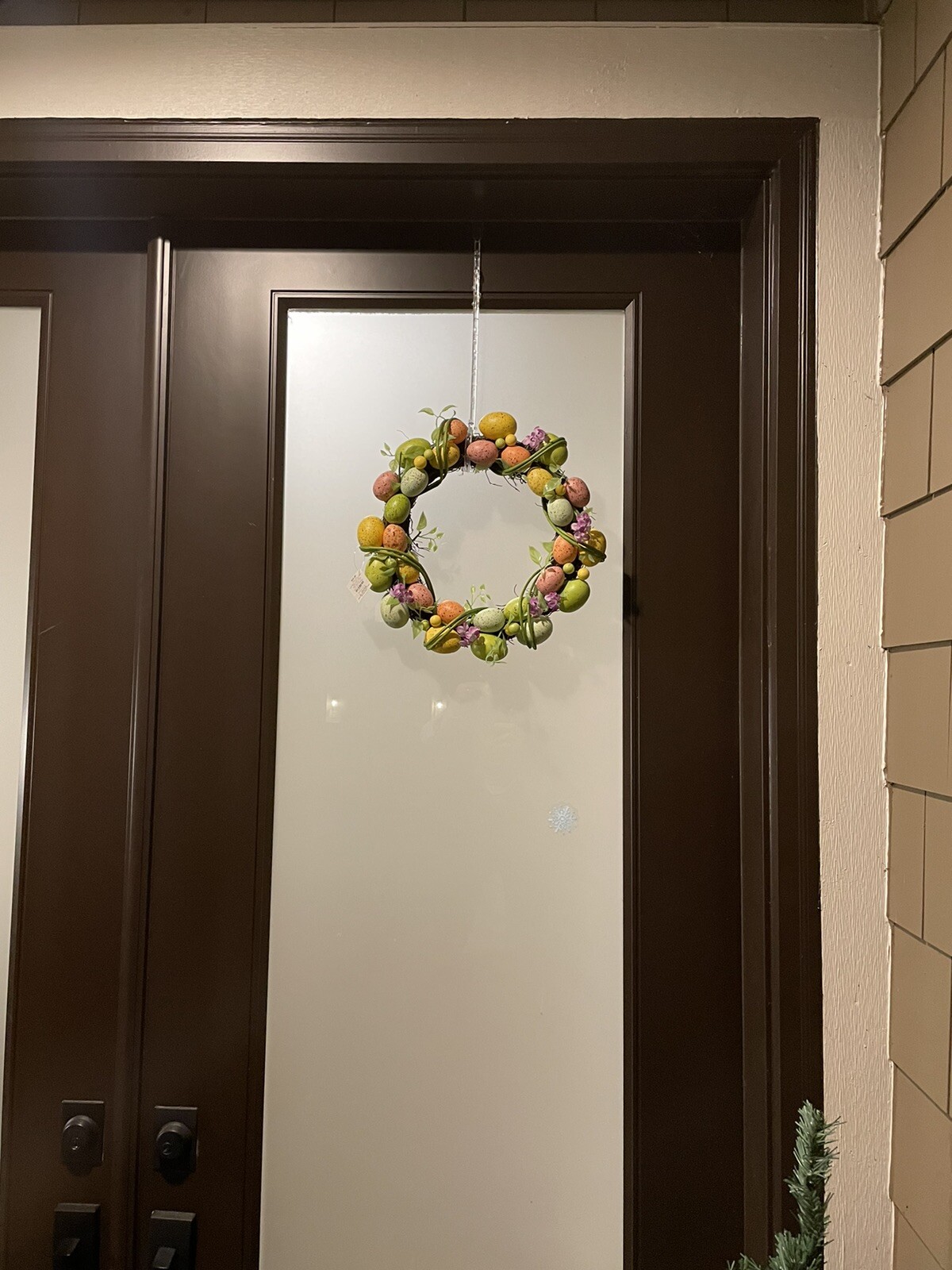 Easter Wreath Grapevine Speckled Wall Decoration 15″ Dia Flowers NEW!