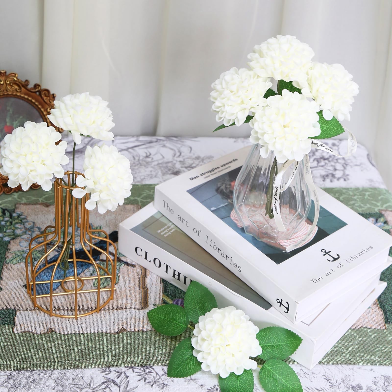 Foam Dahlia Flowers,25Pcs Ivory Faux Flowers Realistic Fake Dahlias Artificia…
