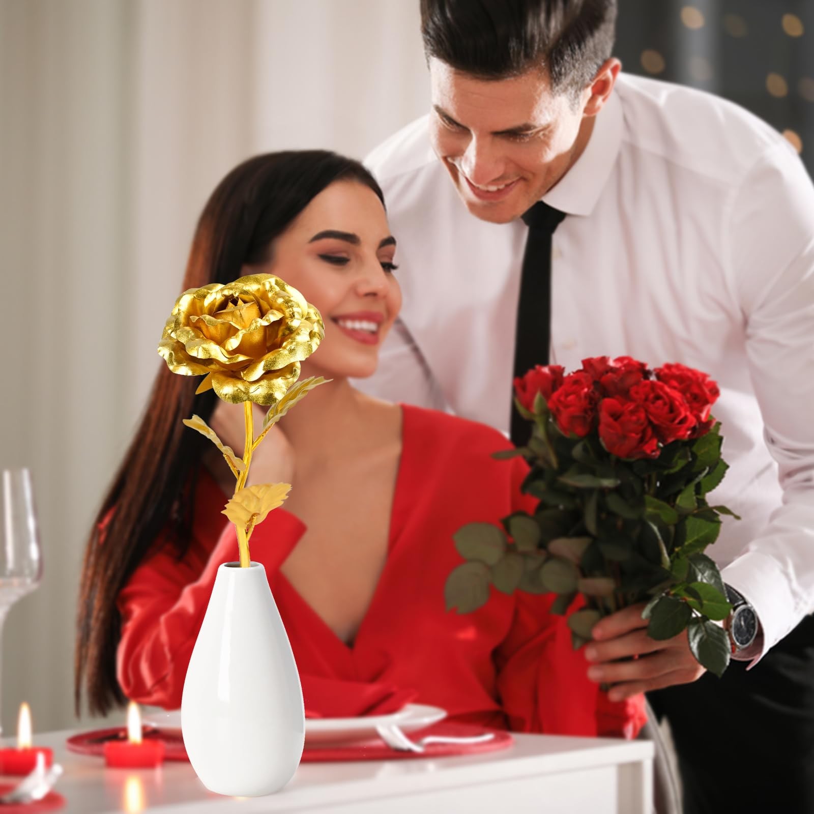 Gifts Mom Grandma Wife First Mothers Day Rose Flower With Vase Presents