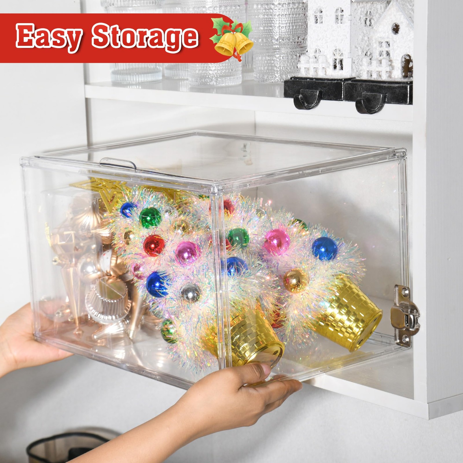2 PCS 14 Inch Mini White Tinsel Tabletop Christmas Trees Multicolored Decor