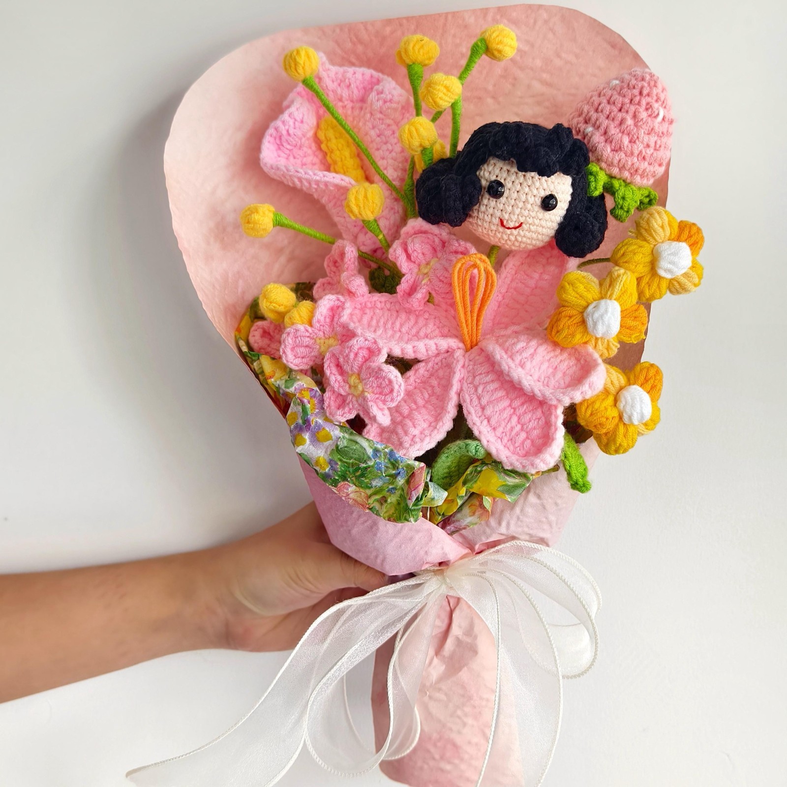 Crochet Flower Bouquet Handmade Yarn Flowers Teacher Thank You Keepsake Gift