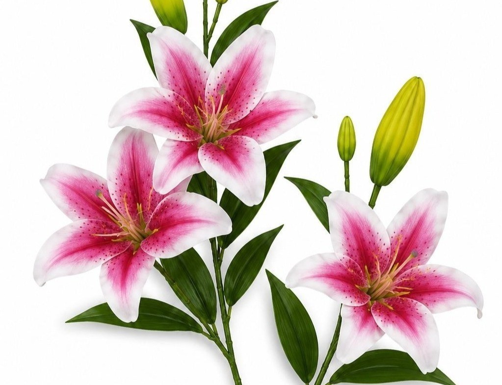 Pink Real Touch Lily Stems, Artificial Stargazer Lilies, Faux Lily Flowers, Tall