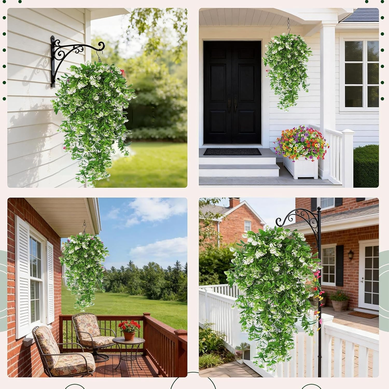 Artificial Hanging Flowers UV Resistant Vines Ivy Outdoor Decor | Fake Hanging F
