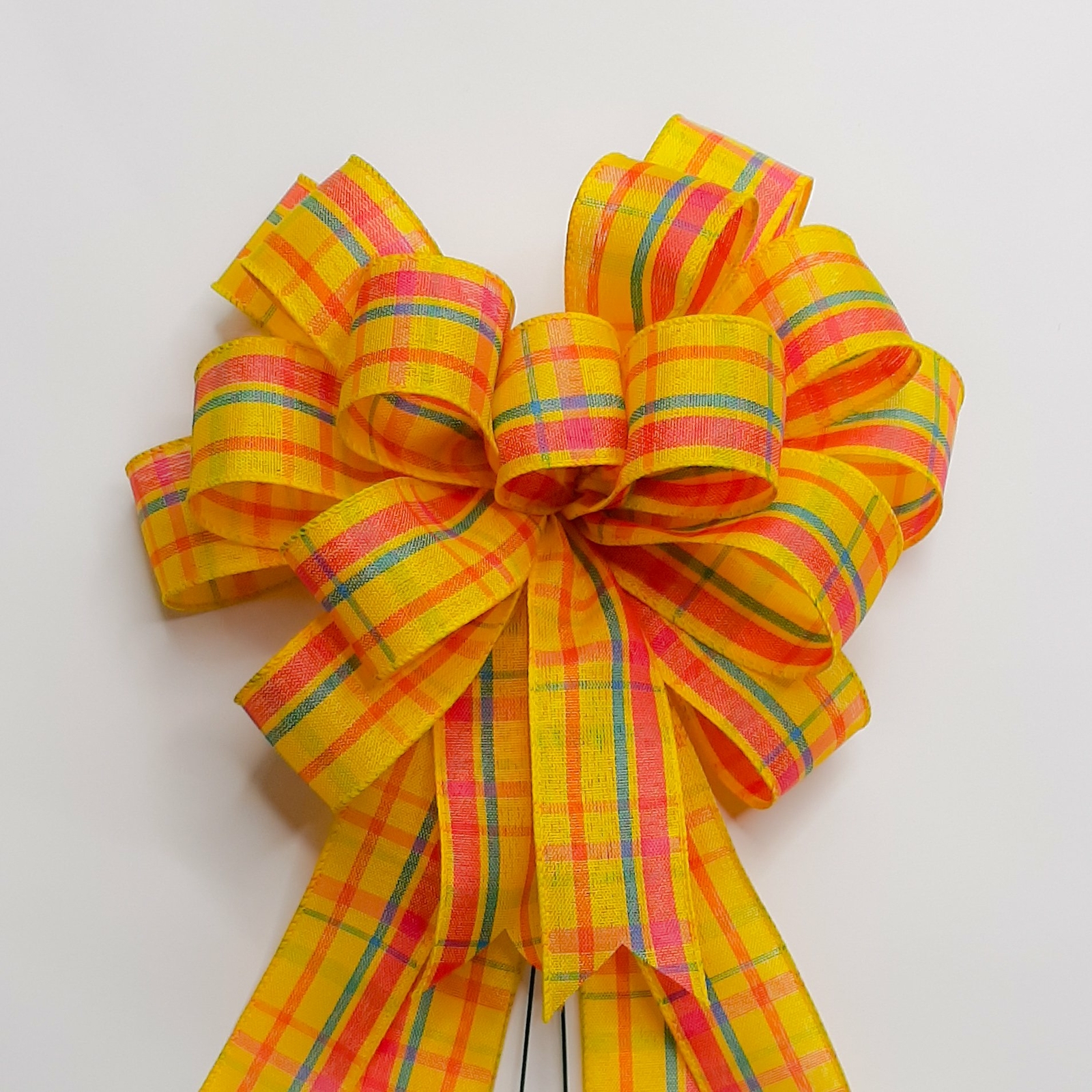 Spring Bow, Wreath Bow, Yellow Plaid