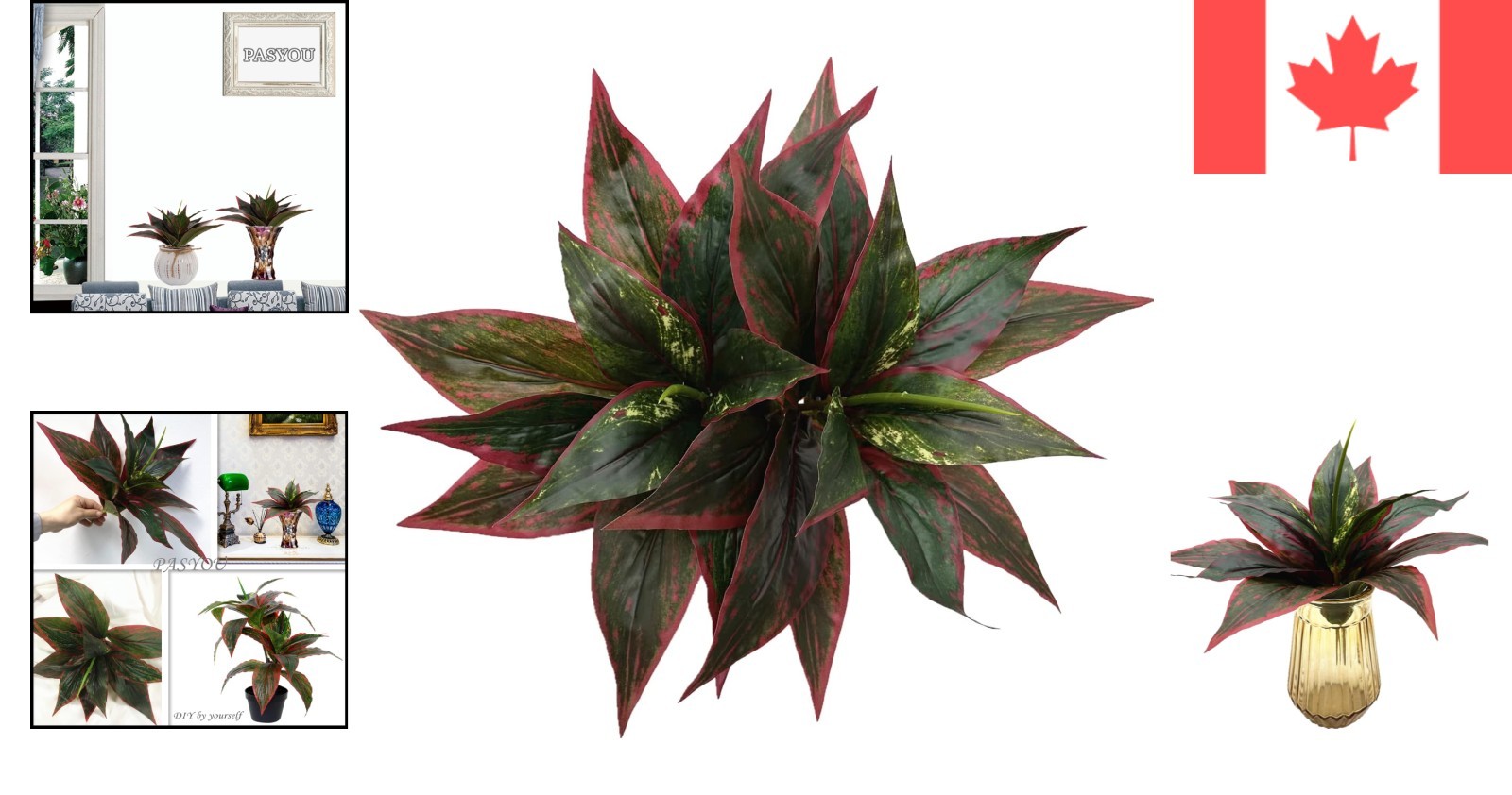 10″ Artificial Red Agave Plant Set – Lifelike Faux Decor for Indoor/Outdoor Use
