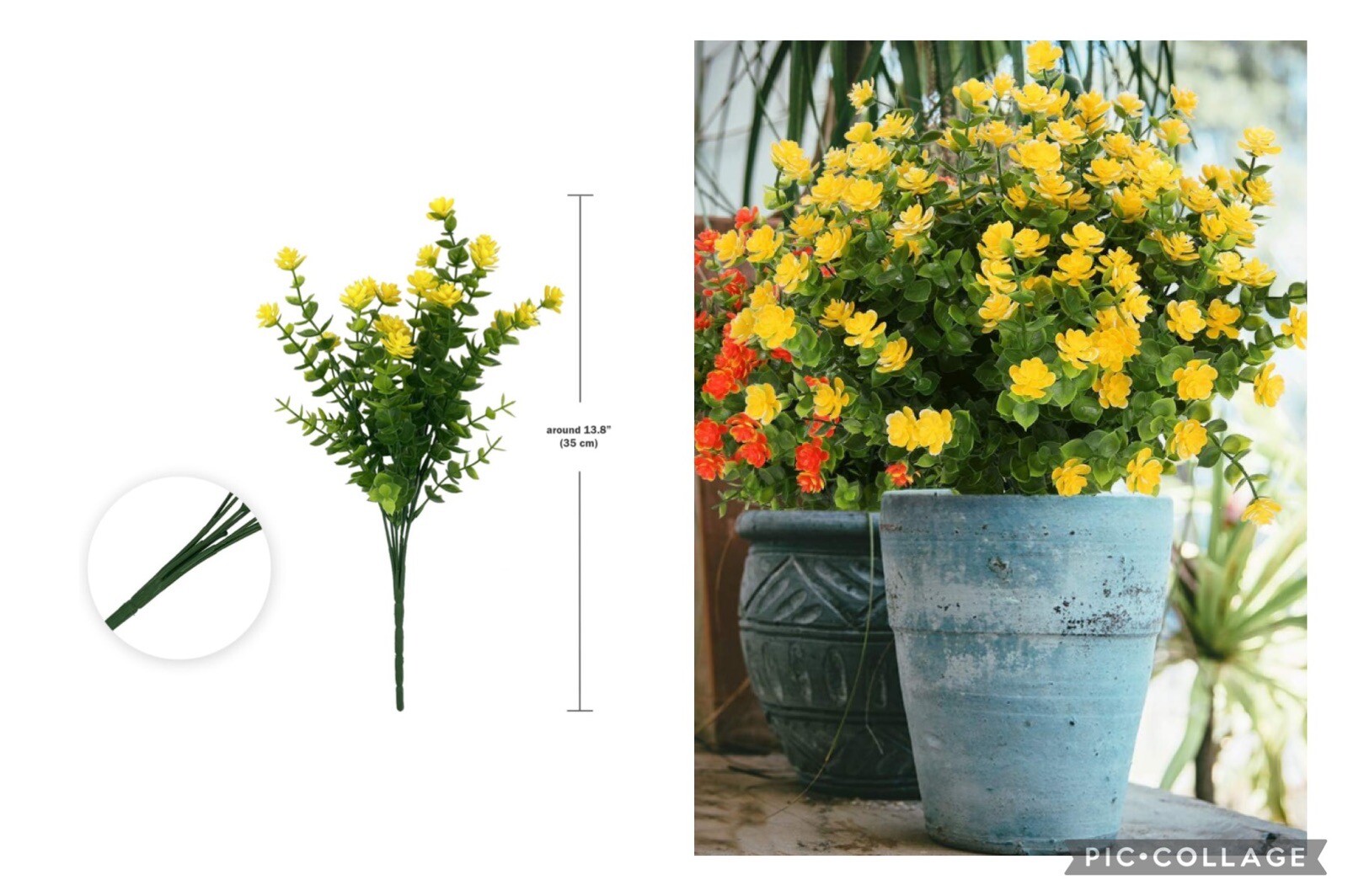 9pcs Yellow Artificial Flowers With Green Leaves – Great 4 Indoor & Outdoor 🆓📦