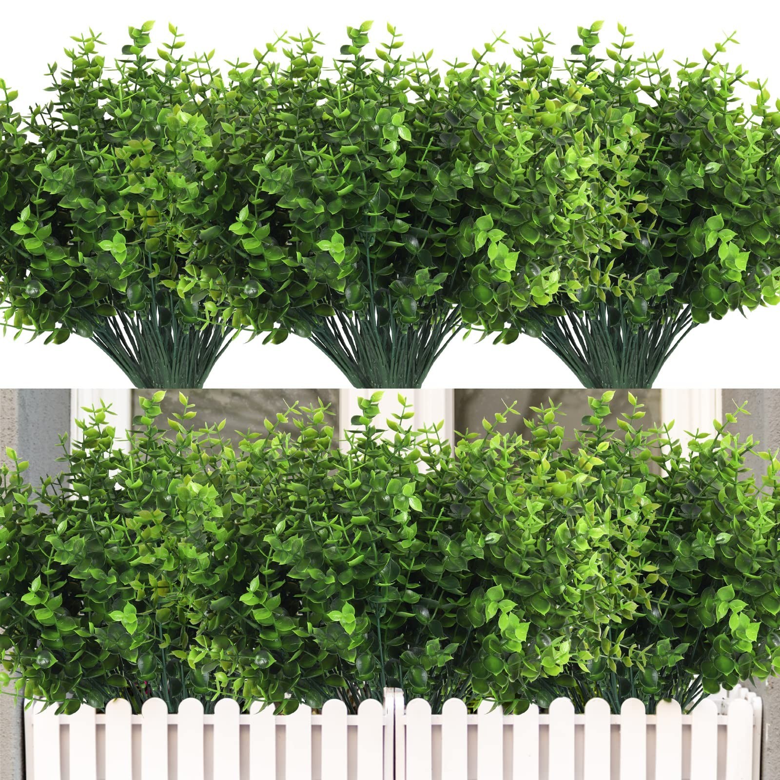 12 Large Artificial Boxwood Stems – Faux Greenery for Home, Garden, Wedding Deco