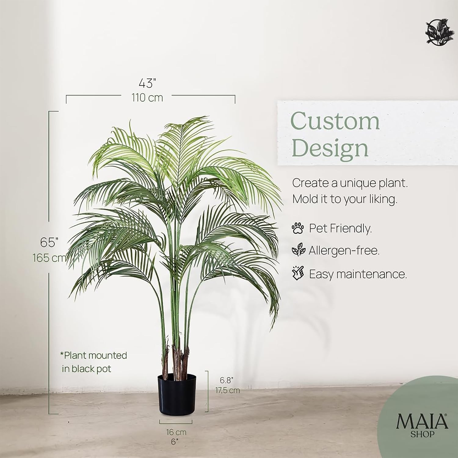 5ft 11in Artificial Palm Tree Plant for House, Apartment or Office – Realistic