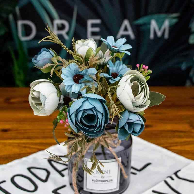 Retro 1 Bunch Wedding Decor Rustic Cozy Home Rose Fake Flower Artificial Flowers