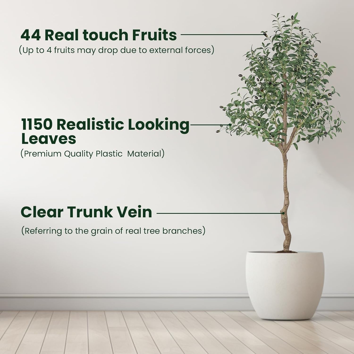 Artificial Olive Tree 6FT Tall Fake Plant with Planter 72in Realistic Trunk