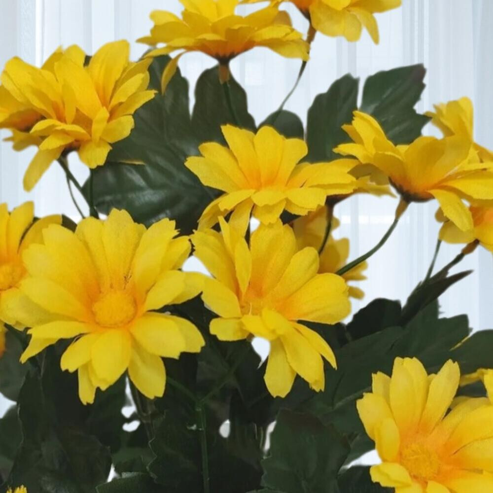 16″ Vibrant Yellow Artificial Daisy Floral Bush