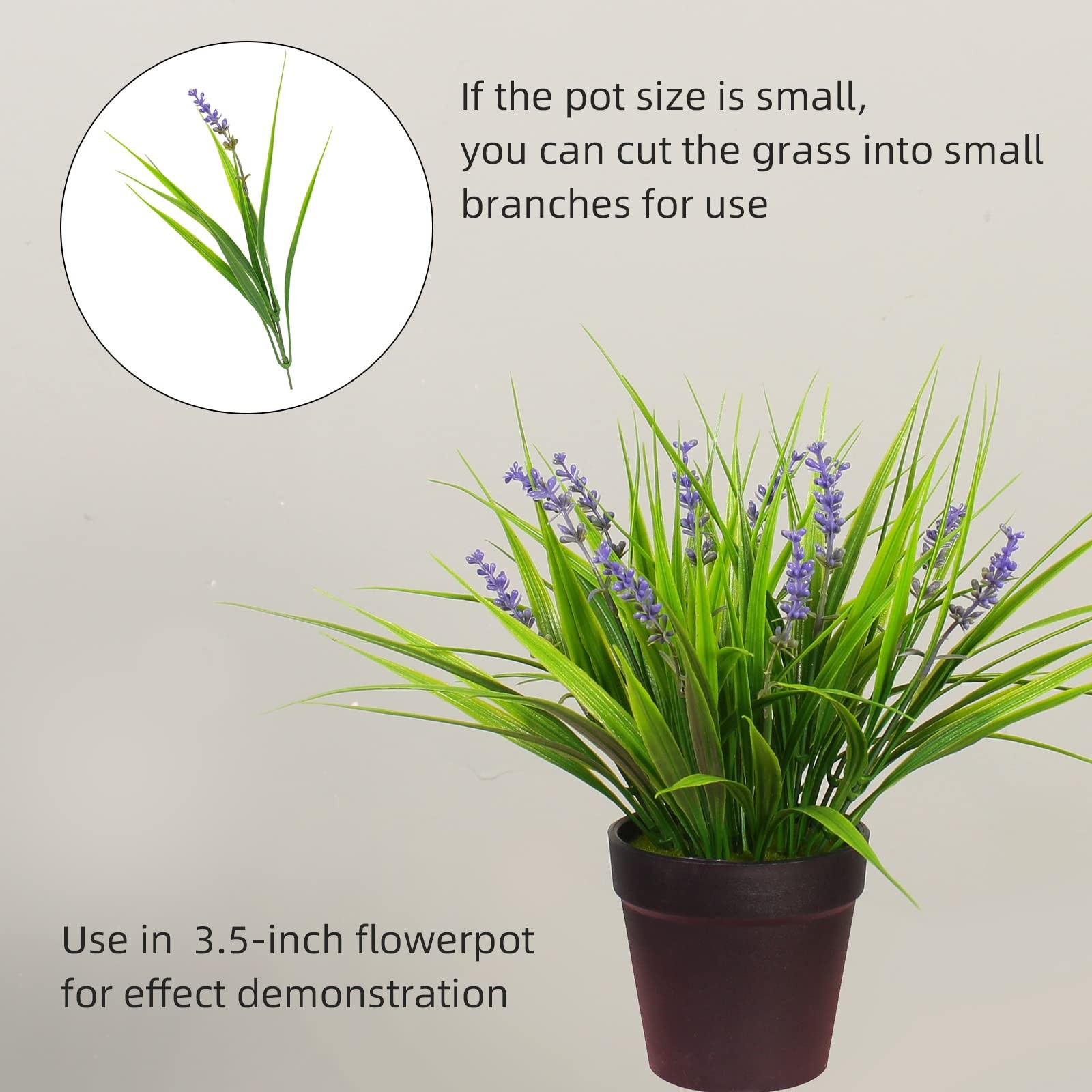 Artificial Plants Outdoor Fake Monkey Grass with Flowers for Pot UV Resistant…
