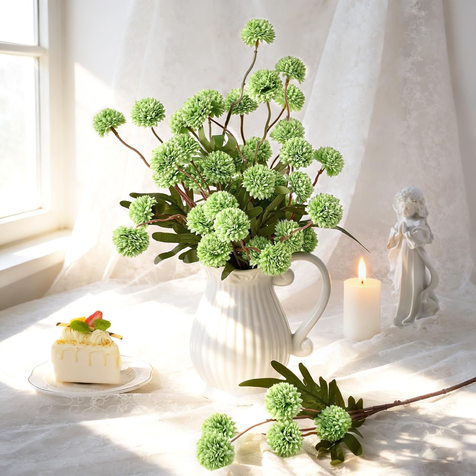 10pcs Fake Flowers, Artificial Pompon Mums , Bulk Faux Chrysanthemums Flowers…