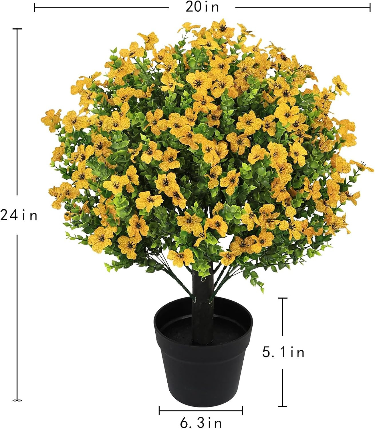 24″ UV Resistant Faux Yellow Daisy Mums – Set of 2 Potted Outdoor Plants
