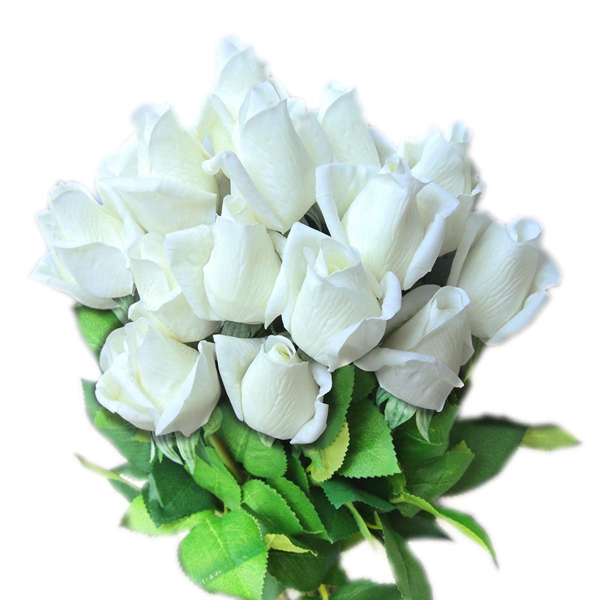 12pcs Real Look Artificial Rose Buds 22 Inch Real Touch Silk Rosebud Flower