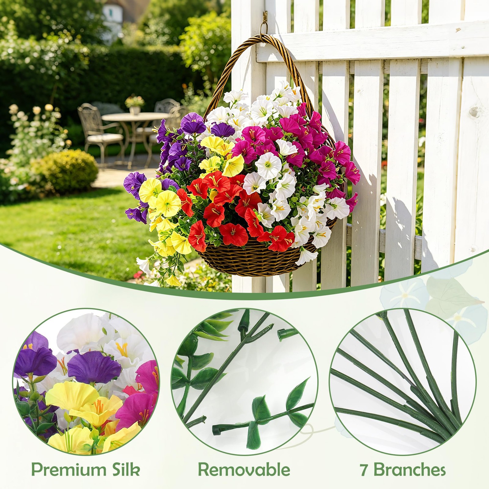9 Bundles Artificial Flowers for Outdoors, UV Resistant Artificial Outdoor Pl…