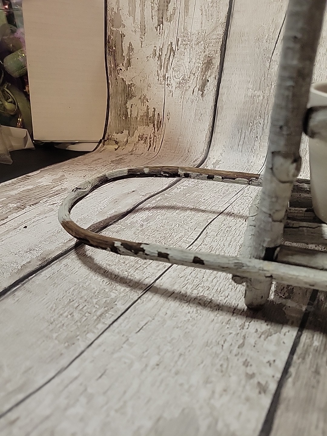 12″ Wood Twig Built Wheel Barrel Planter Flower Pot Decor Farmhouse Rustic