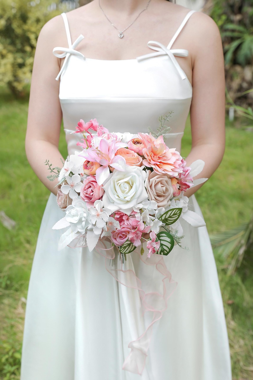 White Pink Artificial Flowers Silk Fake Roses Peonies Greenery Combo Box Set …