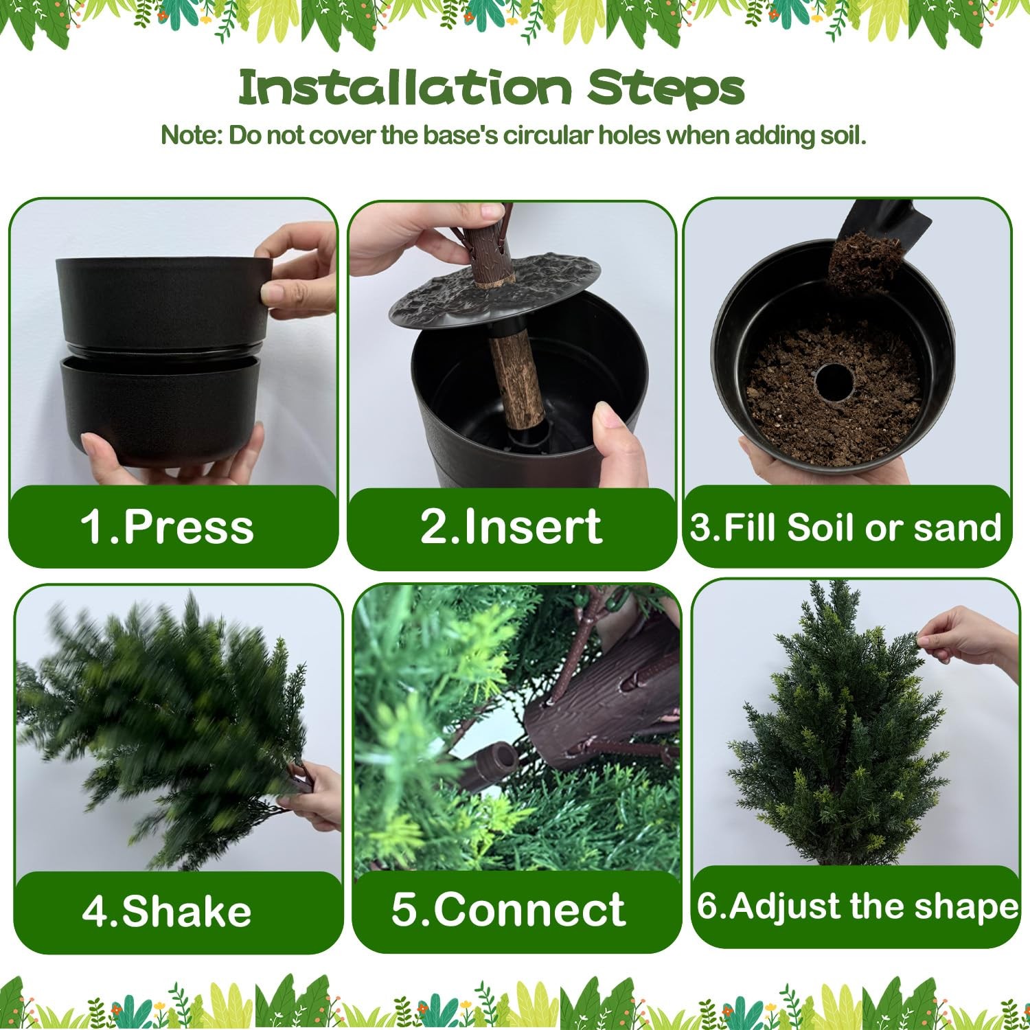 Set of 2 Artificial Cedar Topiary Trees, 27.6” Outdoor Faux Plants Pine Shru…
