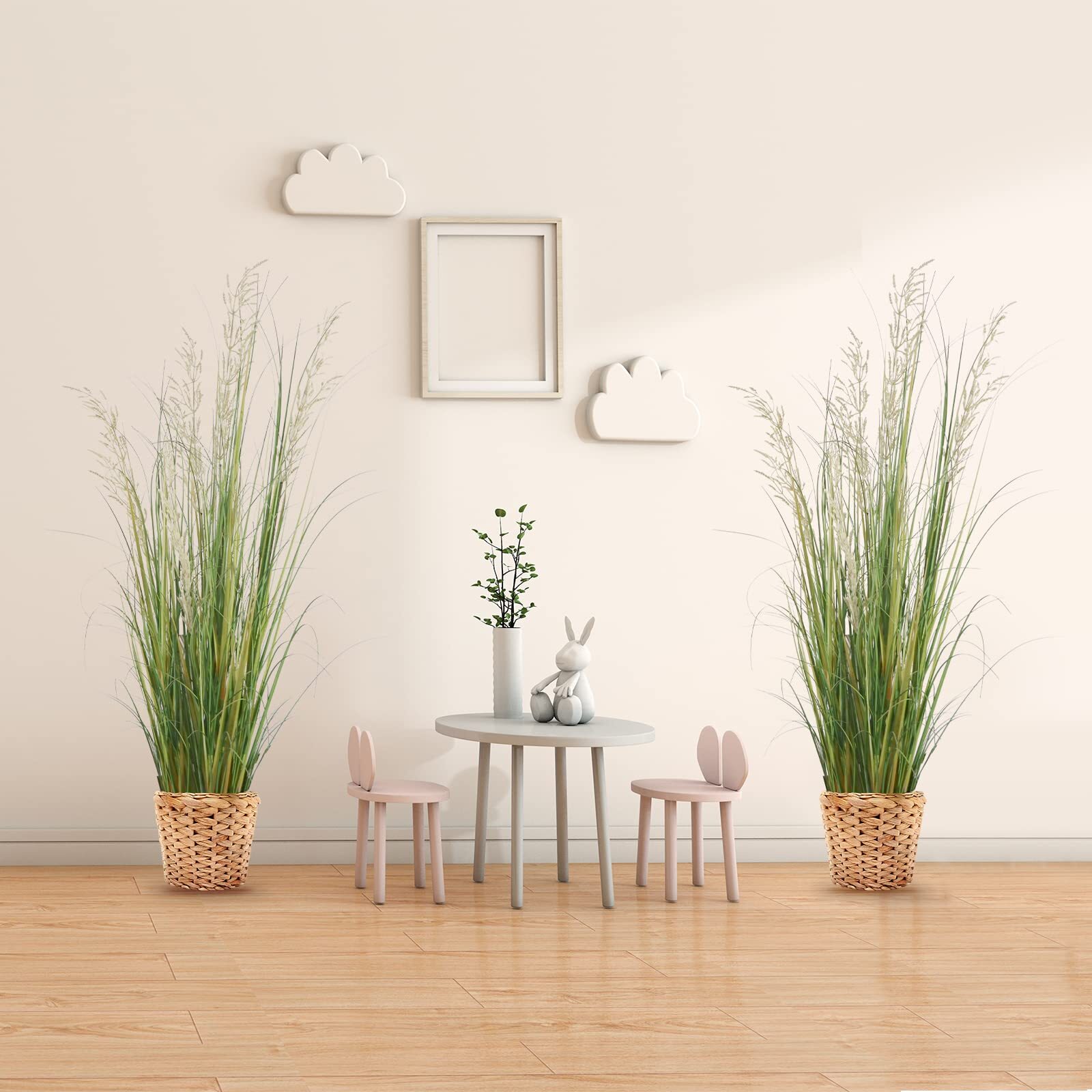 ARTIFICIAL PLANT 47IN TALL 2PK GRASS FAUX HOUSE PLANT IN POT INDOOR DECORATIVE F
