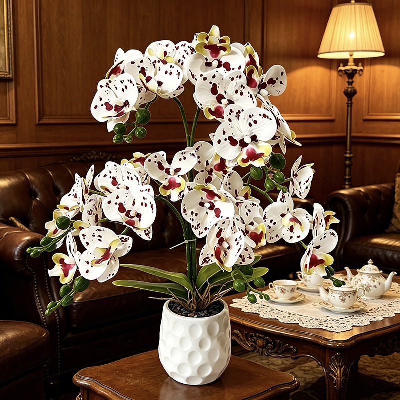 45cm Artificial Orchid Arrangement with 36 Grand Blooms in Stylish Pot
