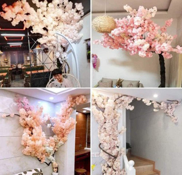 US STOCK Artificial Cherry Blossom Tree Sakura Tree Decor Cherry Blossom Vines