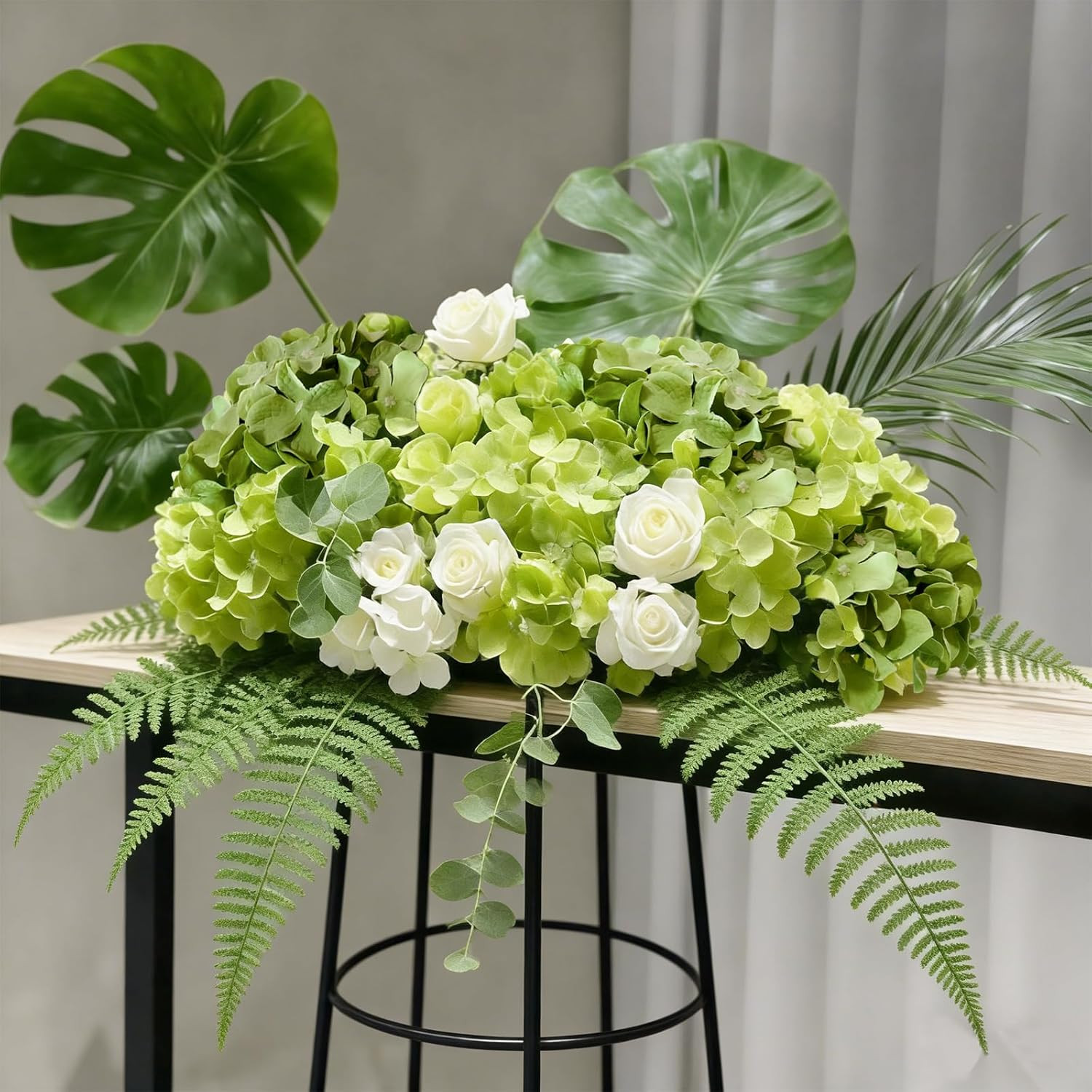 20 Pcs Green Faux Hydrangea Flowers for Wedding and Outdoor Decor